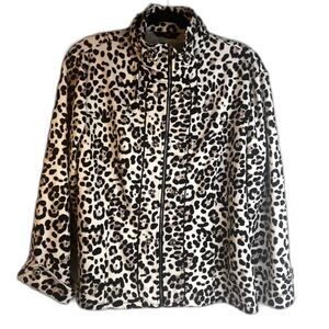 Lisa International Animal Print Zip Up Mock Neck Bold Statement Jacket Size‎ XL